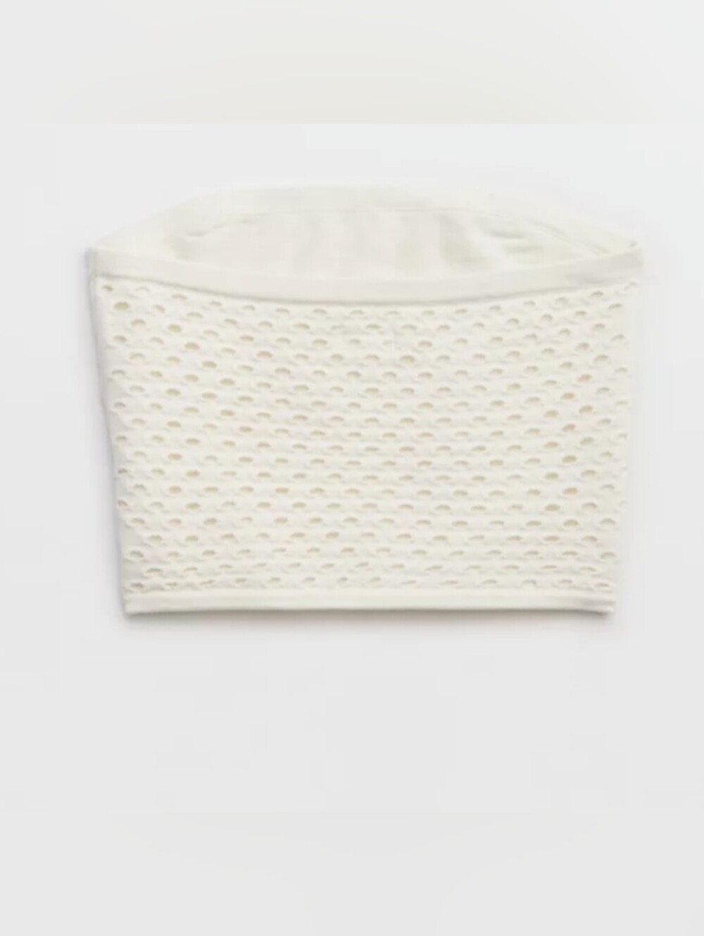 New Aerie Crochet Sweater Tube Top S Soft Muslim Ivory Cropped Fitted Strapless - Picture 5 of 16